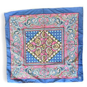 Vintage 30" Large Square PAISLEY BANDANA | Made in USA | Blue, Pink